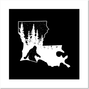 Bigfoot Louisiana State Map Gifts Posters and Art